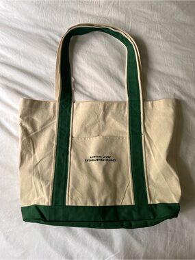 Rhythm green and natural cotton canvas tote bag